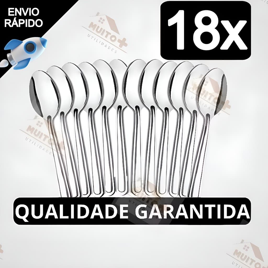 Jogo de Talheres 18 Colheres de Mesa Restaurante Para Cozinha Talher Casa