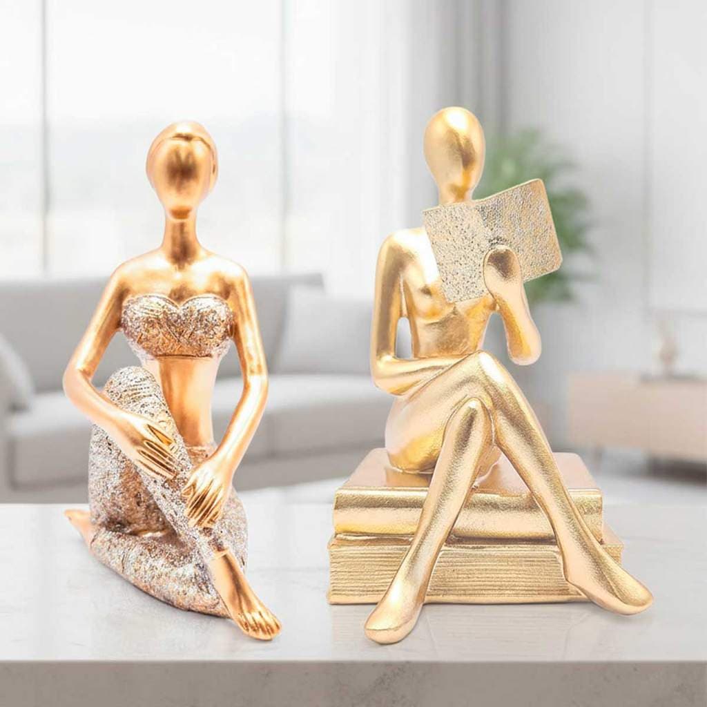 Kit Bailarina Yoga Pensadora Estátua Decorativa Rack Estante Balé Estudante Trabalho Casa Decoração