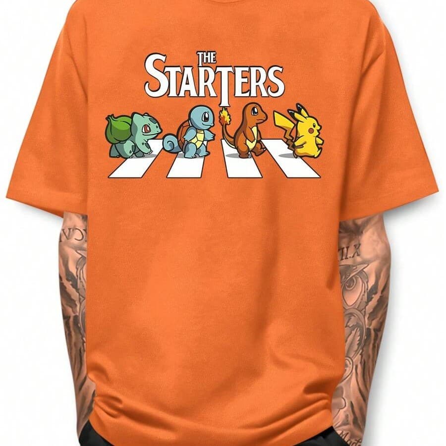 Camisa Básica Pokémon The Starters Camiseta 100% Algodão