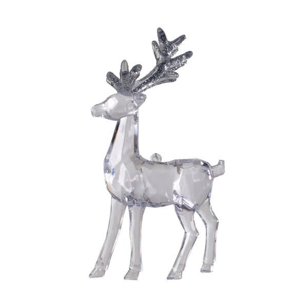 Enfeite Natal Rena Transparente Prata 14,5cm