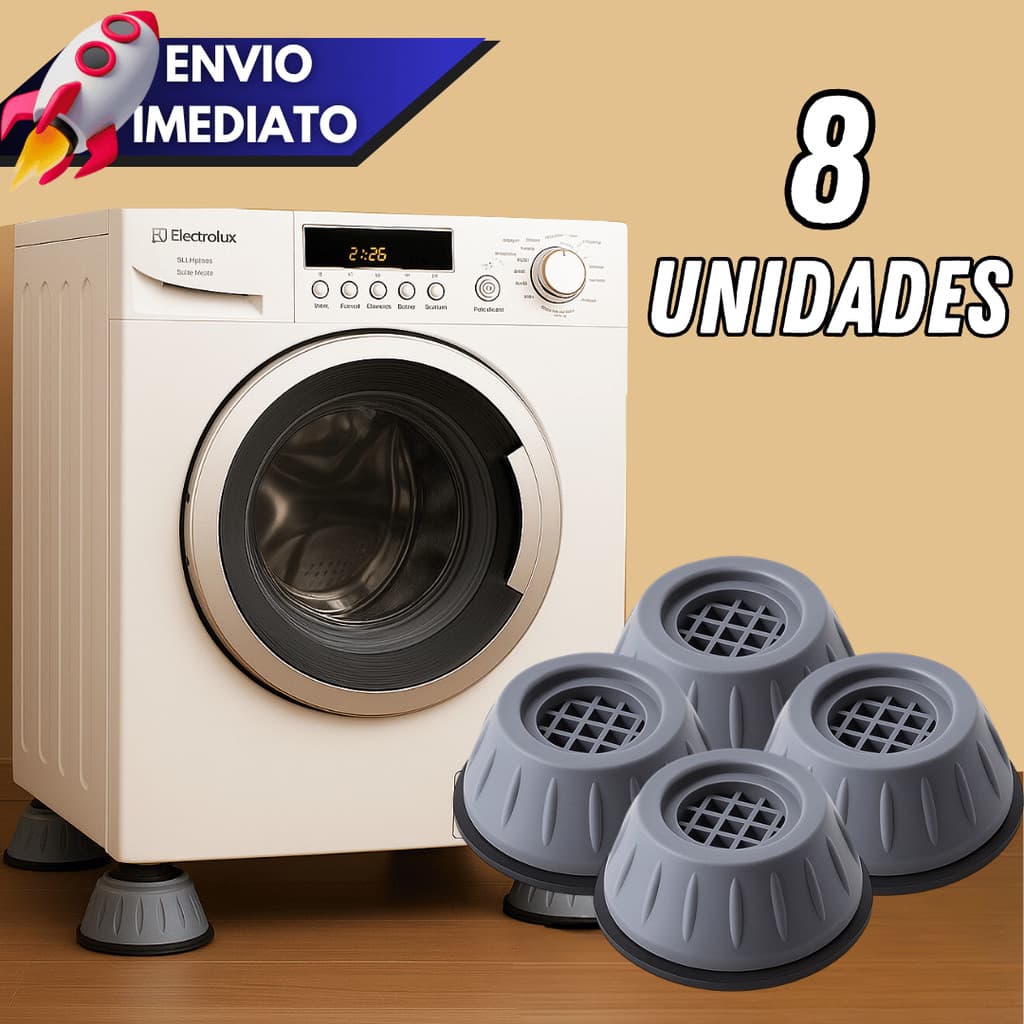 🏷️ Kit 4/8 Pés Suporte Anti Vibração HU54560 Atacado P/ Máquina de Lavar Geladeira Fogão Sofá Mesa
