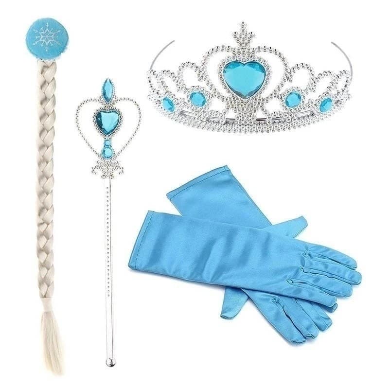Kit com Frozen Com Coroa, Varinha, Luva E Cabelo Cosplay festas