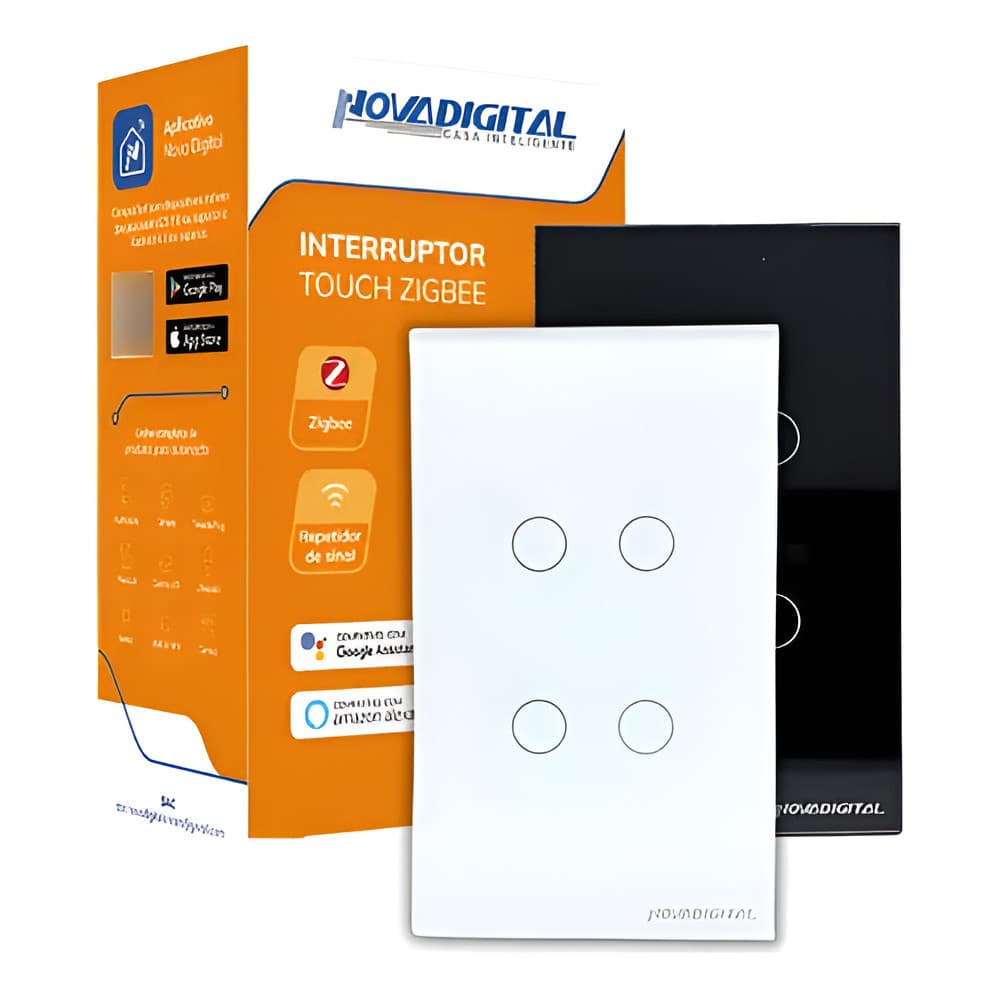 Interruptor Inteligente Zigbee Touch 4 Botões 4x2 Alexa nf