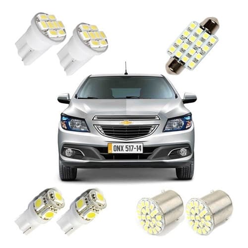KIT LAMPADAS LED ONIX CHEVROLET PINGO TETO PLACA RÉ TORPEDO