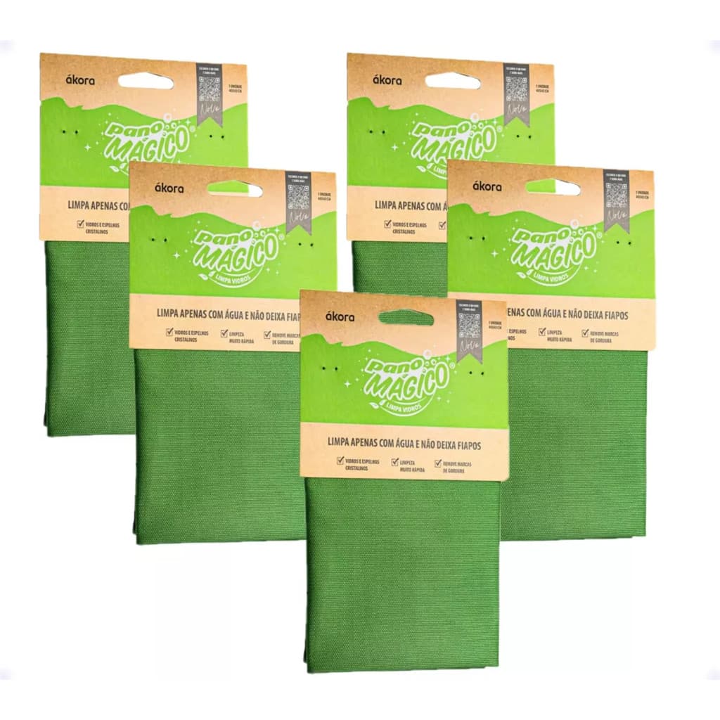 Kit 5un Pano Mágico Limpa Vidro Premium 40x40 Ákora Original ENVIO RÁPIDO
