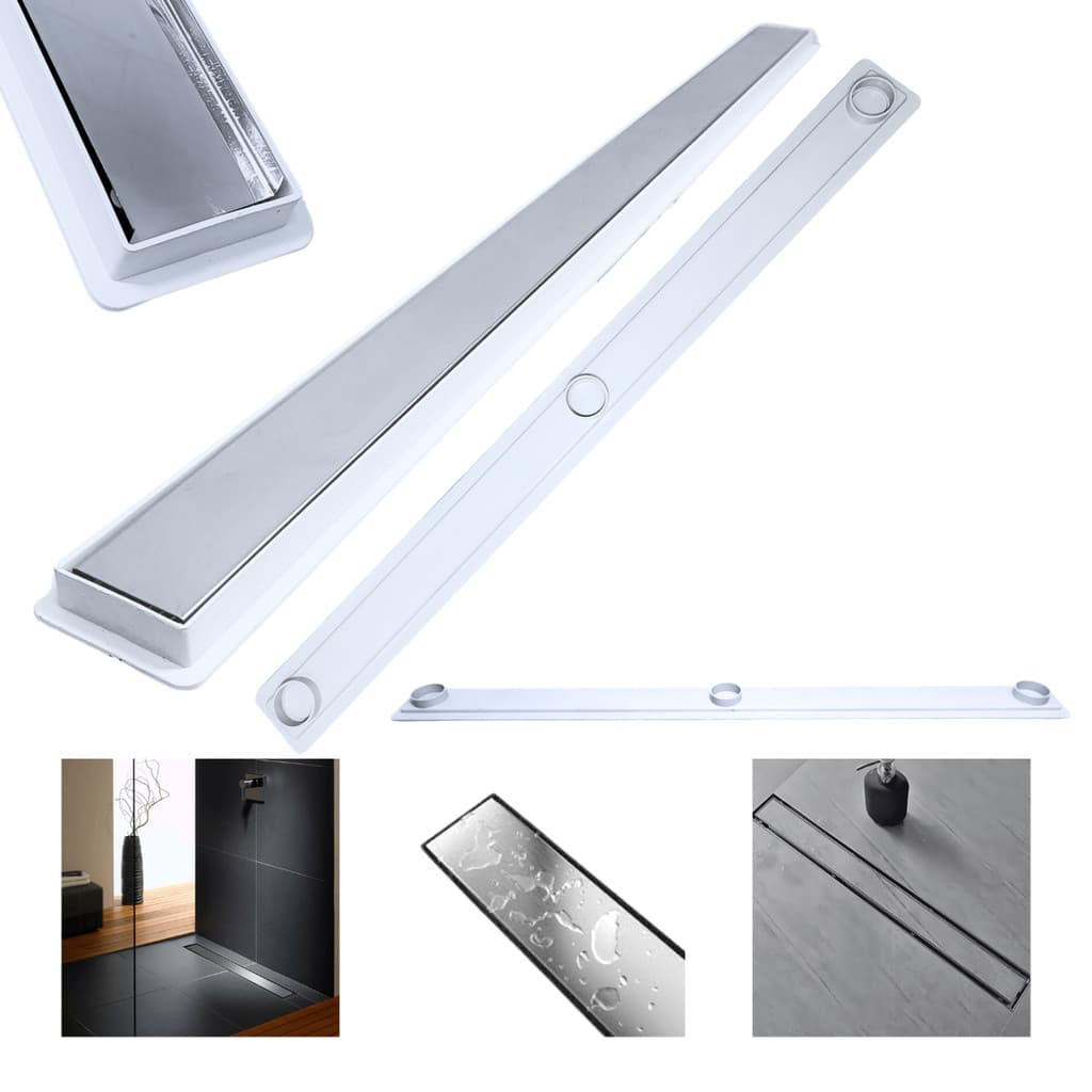 Ralo Linear 5x80 Inox Oculto Invisivel 2 em 1 Coletor Raso 3cm Banheiro Branco
