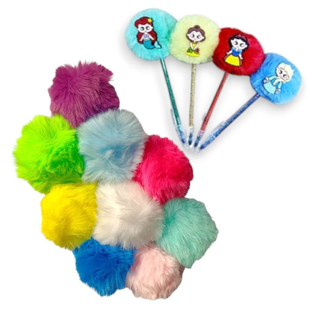 Kit 10 Pompons Pelúcia Bola 70mm Para Caneta, Chaveiro, Laços e Tiaras Artesanato Personalizado com Elástico