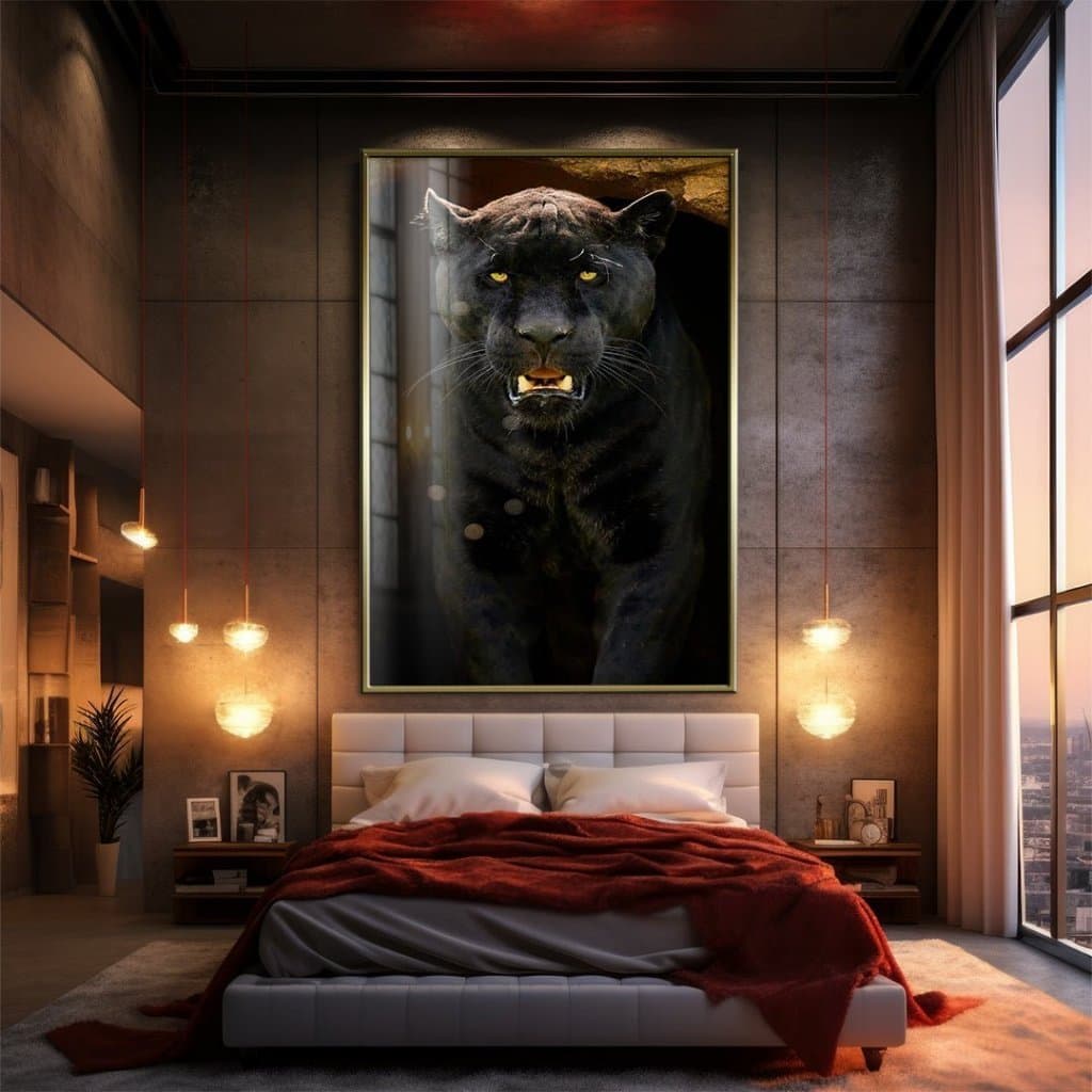 Quadro Decorativo GRANDE Alta Resolução Para Sala Quarto Escritório Quadro Onça Preta