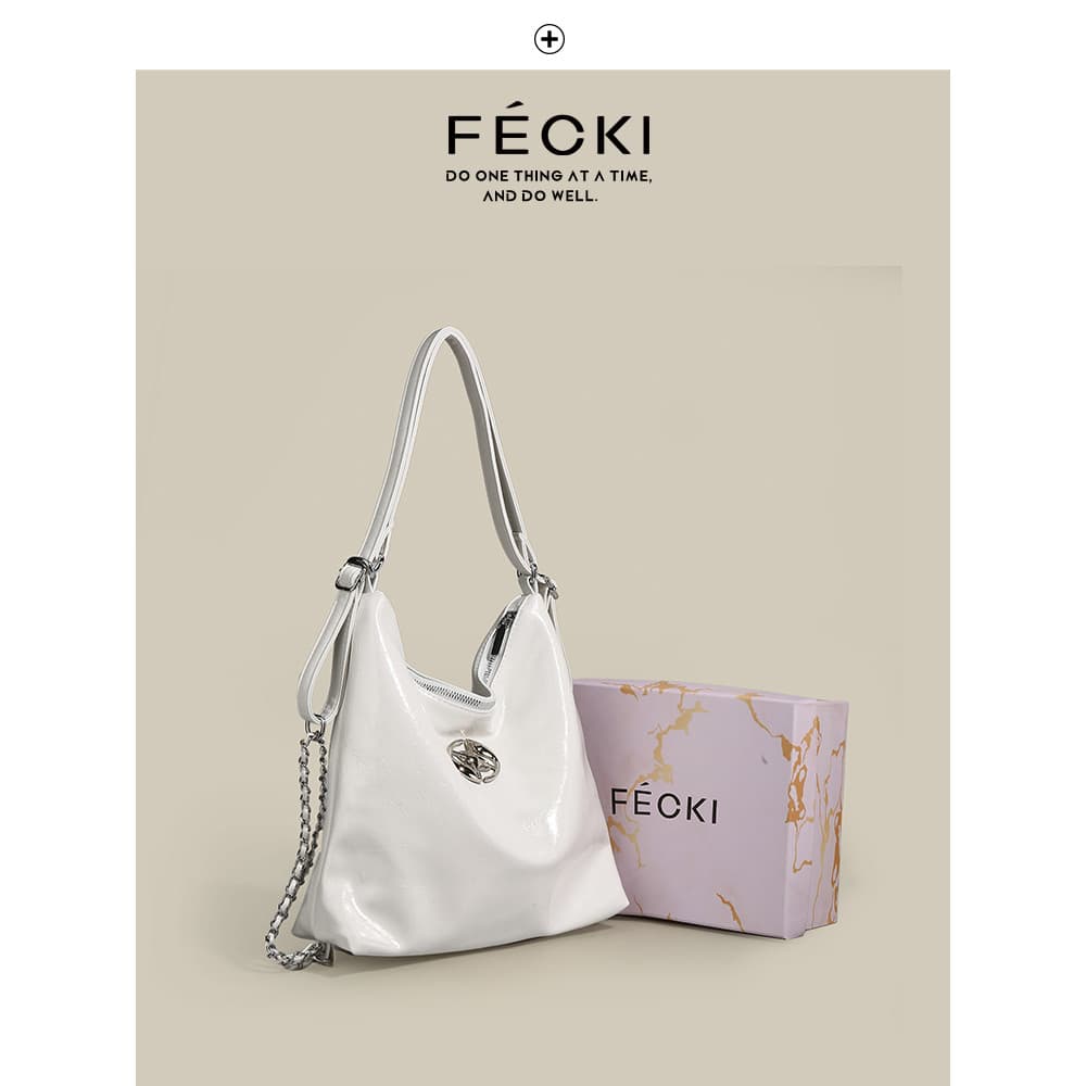 FECKI Presente de Aniversário Bolsa de Corrente Coreana Feminina 2025 Novo Estilo Moda Bolsa Balde de Corrente Bolsa de