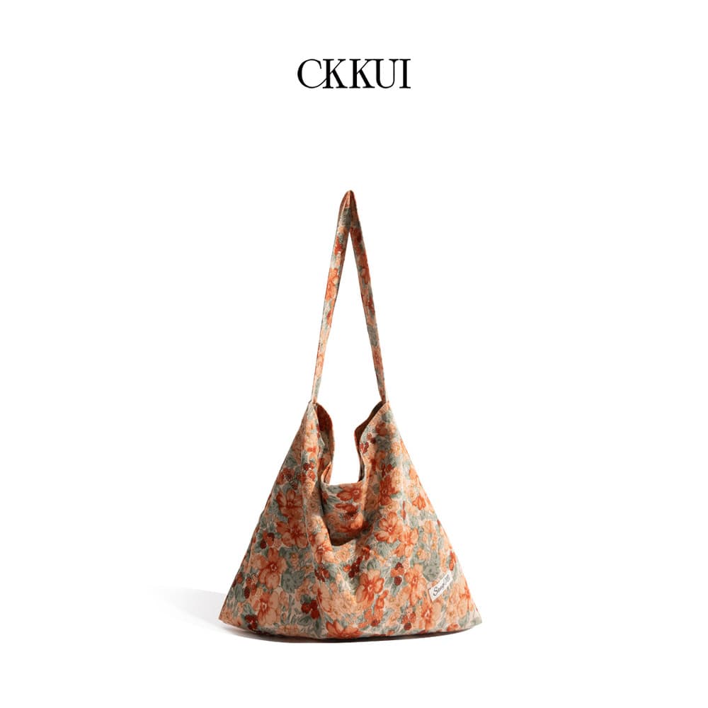 CKKUI Estilo Literário Pequena Bolsa de Lona Floral Fresca Feminina Yunnan Bolsa de Ombro de Viagem Estilo Preguiçoso Sa