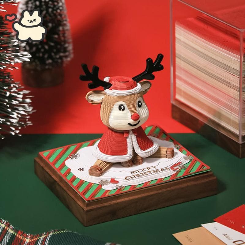 Calendário 3D 2026 , Bloco De Notas De Rasgado De Cervo De Natal 3D Arte Em Papel , Calendários De Mesa De Escultura De