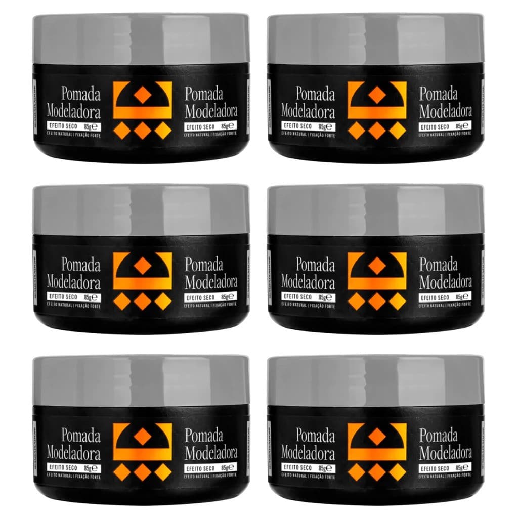 Kit 6 Pomadas Modeladoras Embaixador 85g Efeito Seco Fixação Forte