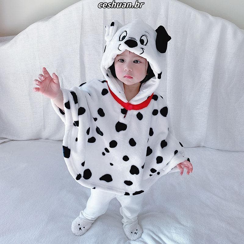 Capa Poncho De Lã Com Capuz E Desenho De Urso Para Bebês/Meninos/Meninas/Outono
