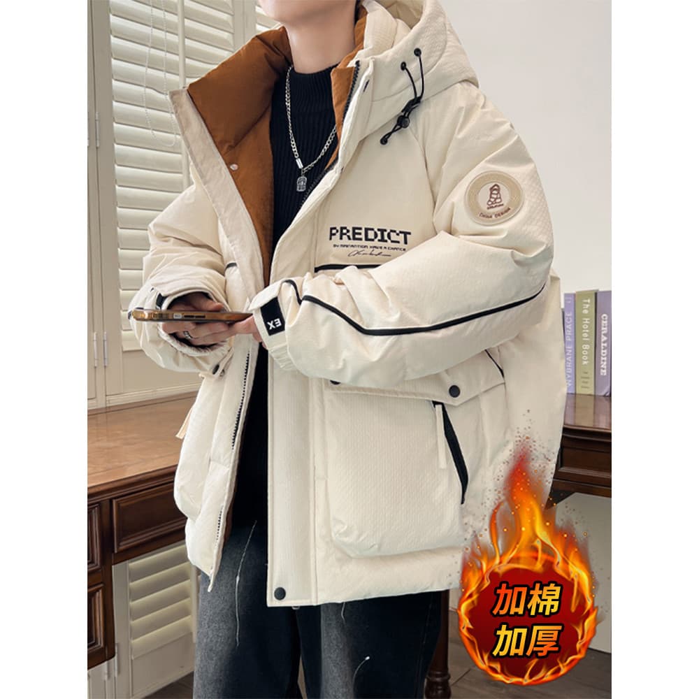 Jaqueta acolchoada masculina inverno 2025 novo estilo macacão jaqueta masculina engrossado na moda jaqueta quente bonito