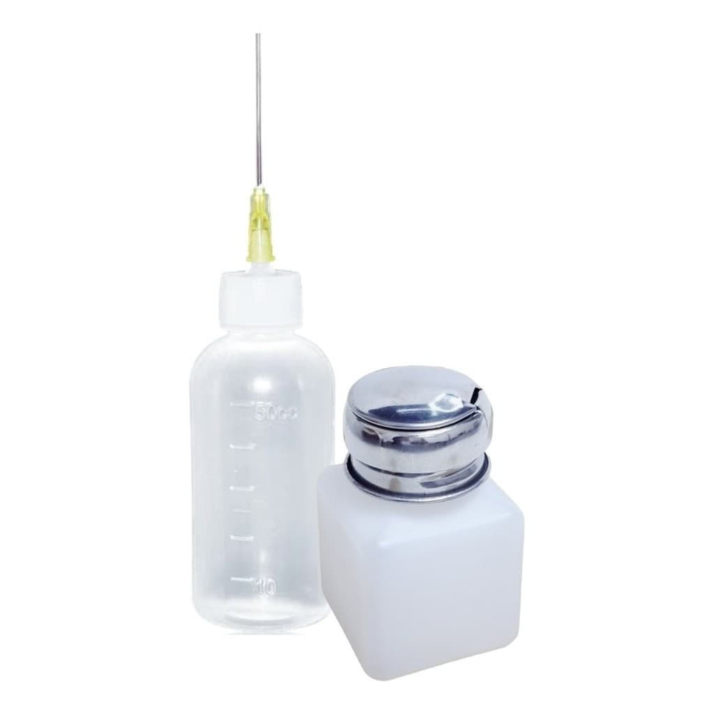 Kit Dispenser 100ml com Agulha Aplicadora | Frasco para Álcool Isopropílico em Bancada Técnica e Assistência Eletrônica