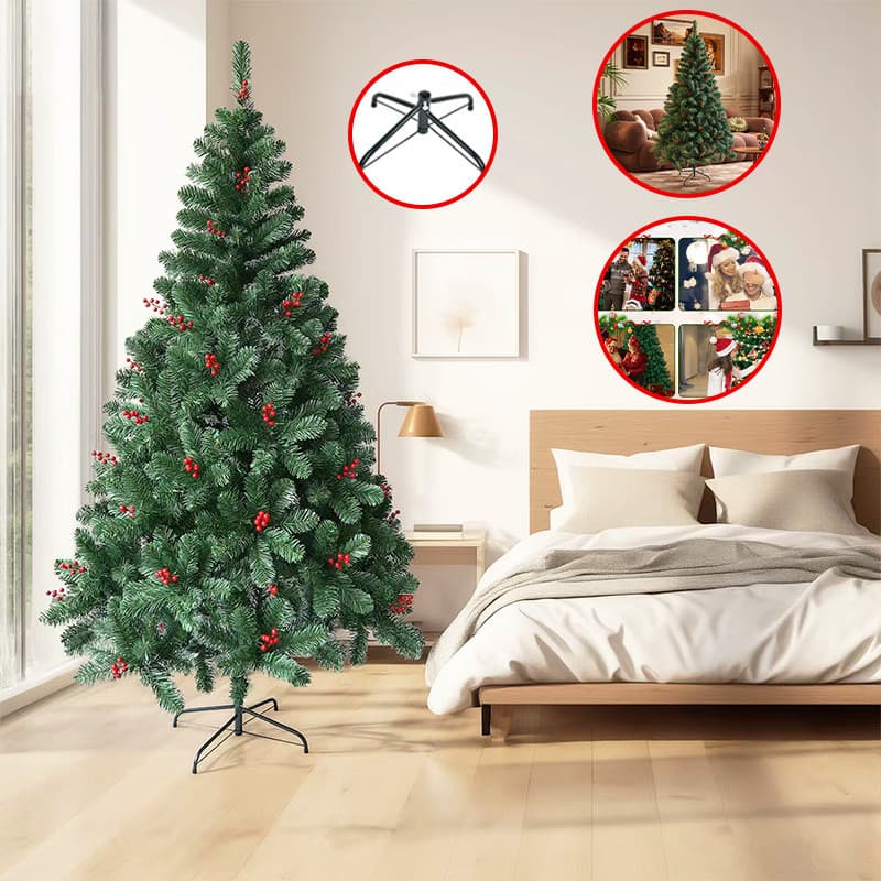 Árvore De Natal Tradicional Extragrande De 2.1 Metros Com 600 Ramos E Pinhas