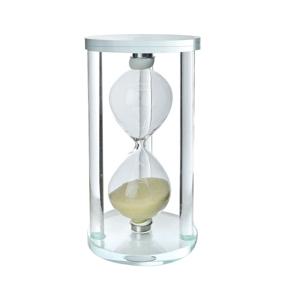 Ampulheta decorativa de 1 minuto em vidro com base de vidro 14,5cm