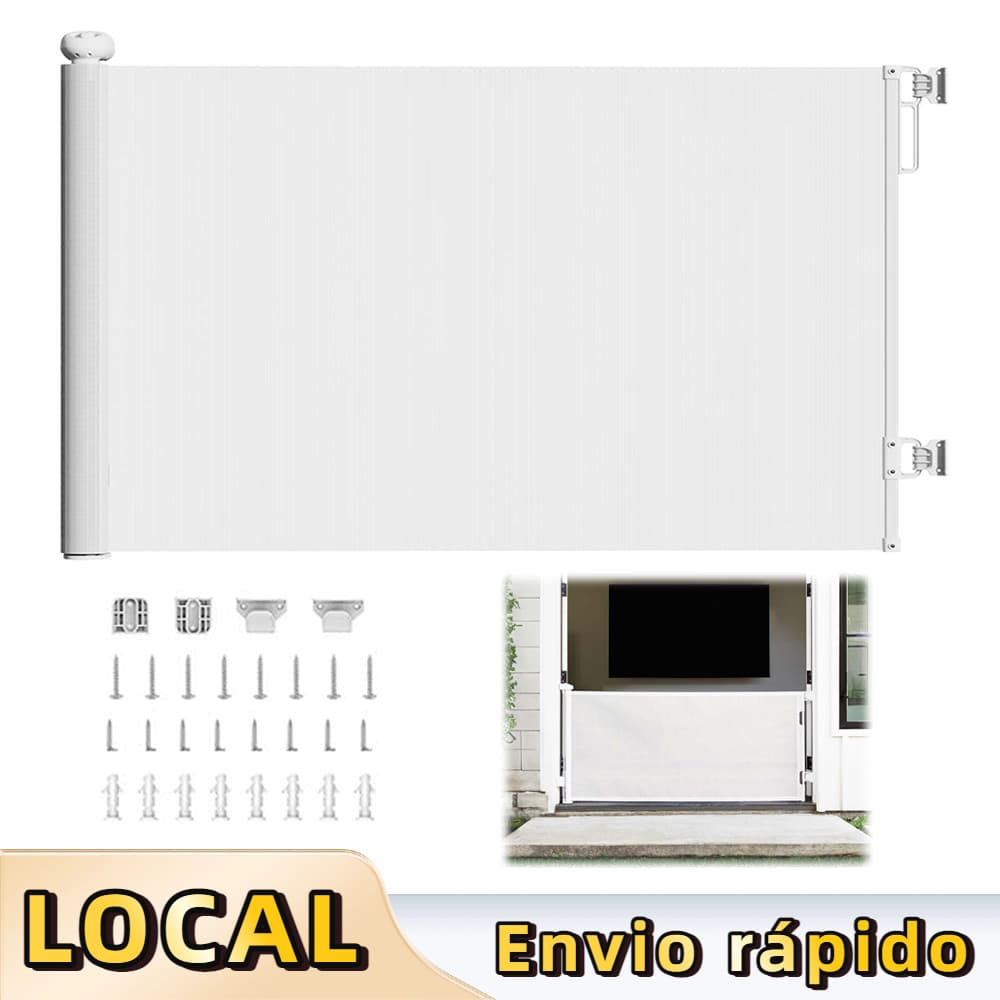 Branco Grade de Proteção Retrátil 86x150cm,para Pets e Bebês | Portão de Segurança para Escadas,Portas,Fácil de Instalar