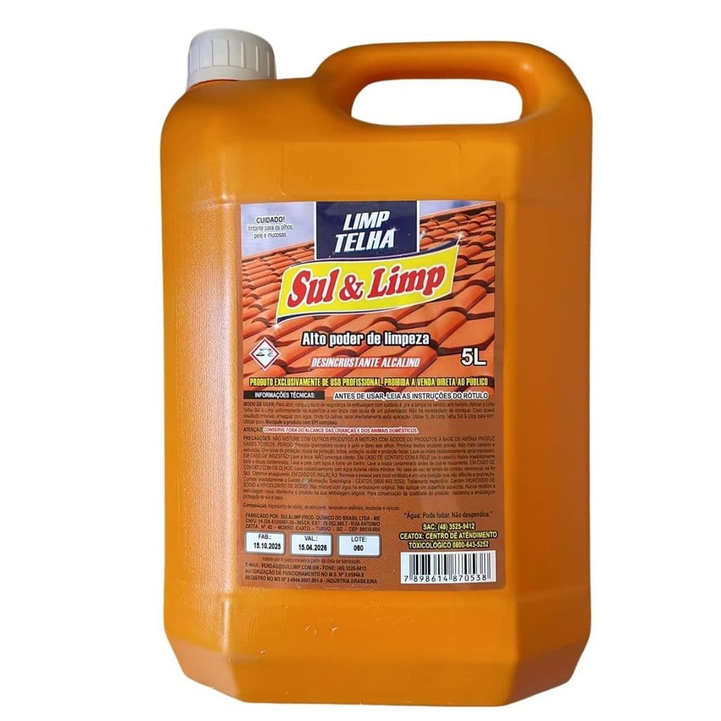 Limpe Telha Muros e Calçadas Sul&amp;Limp Alto Poder de LImpeza 5L