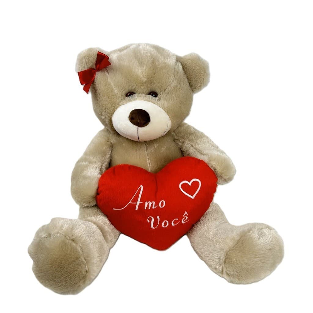 Pelúcia Dia dos Namorados Amo você -  Urso Lia Avelã - 50 cm