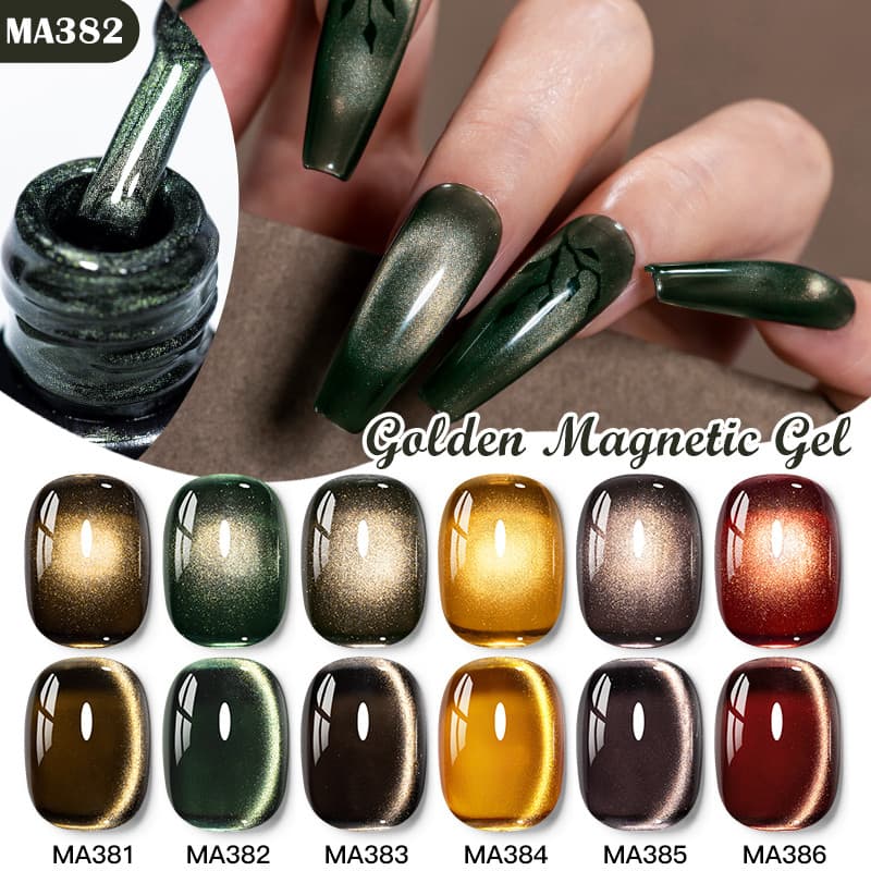 Conheça Através 7ml Luxo Dourado Verde Magnético Olho De Gato Gel Polonês Brilhante Soak Off UV LED Unhas