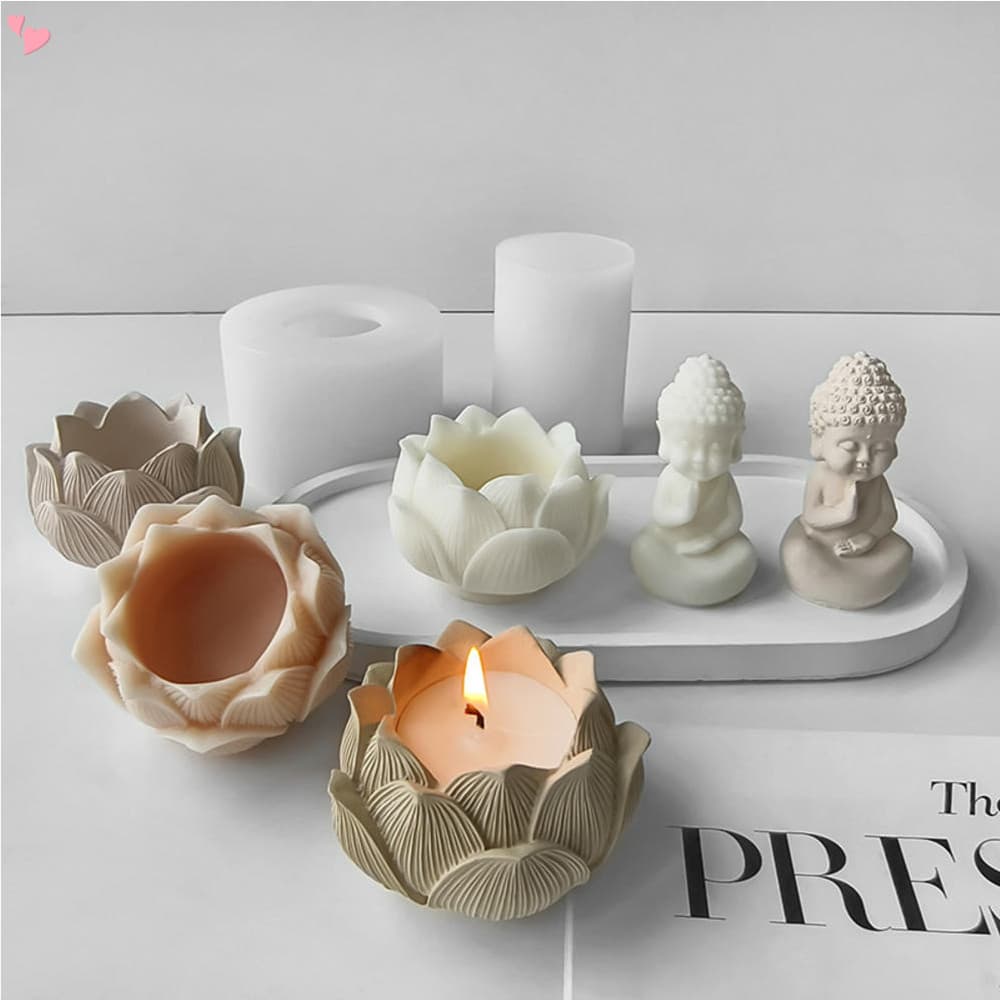 Lotus Mini Buda Vela Molde Moldes De Silicone Para Decoração De Casa Perfumada Fazendo Carro Fresco