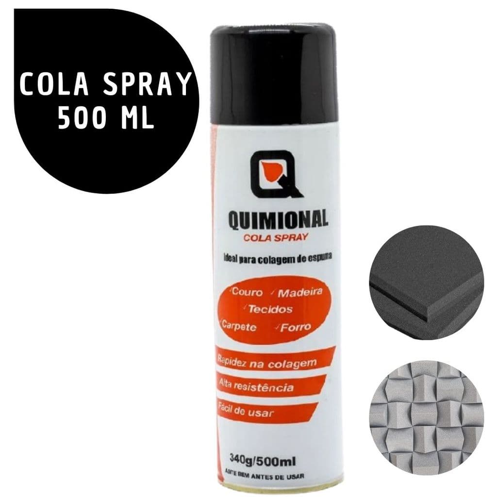 Cola em Spray Ideal para Espumas Acústica 500ml Cola de Contato Sapateiro Madeiras Couro e Tecido
