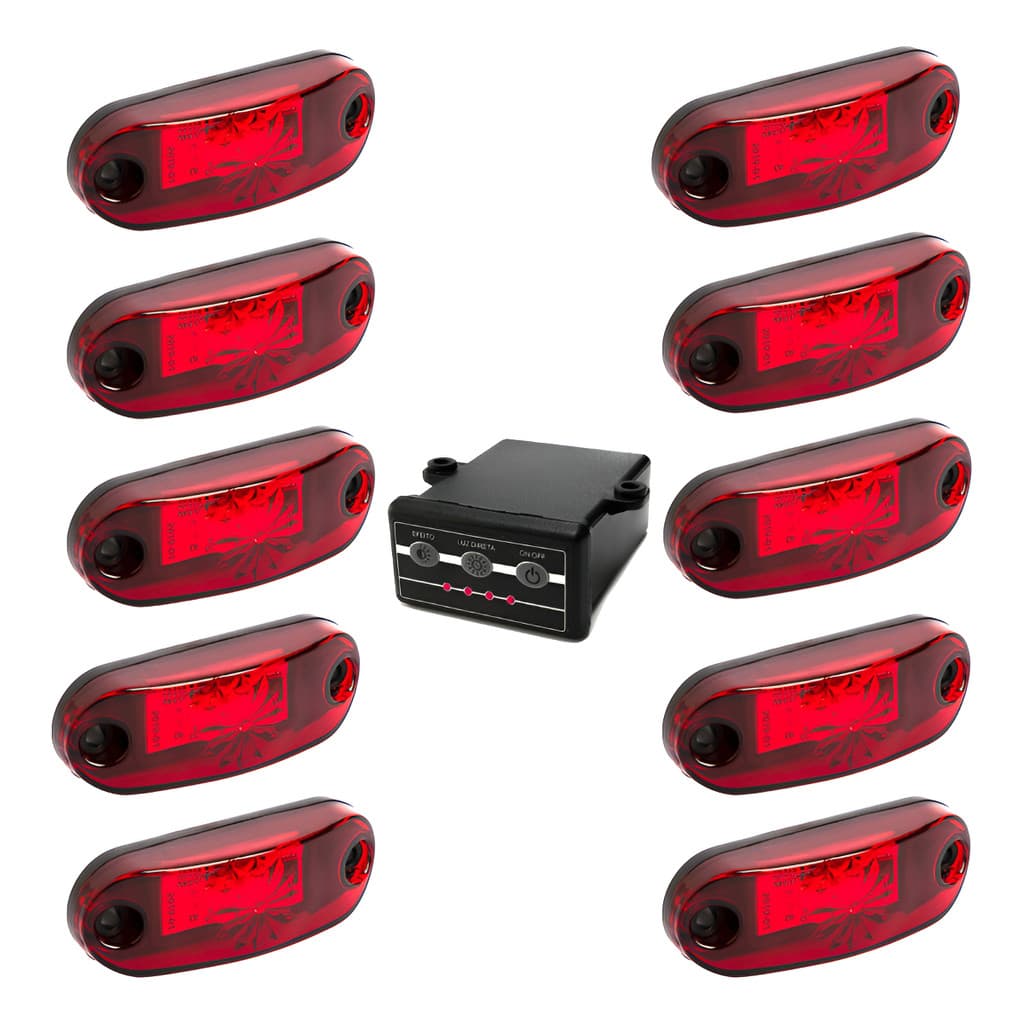 10 Estrobo Vermelho Smd Led 12v 24v Polícia Ambulância Carro - Fio Positivo E Negativo - Vermelho