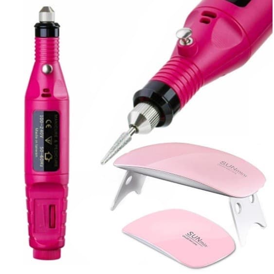 Kit Manicure Cabine Estufa de Unha Sun Mini + Lixa Lixadeira Eletrica Caneta Para Unhas Pedicure
