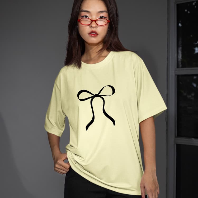 Blusa Feminina Camiseta Oversized Camiseta Feminina Camiseta Laço Blusa 100% Algodão