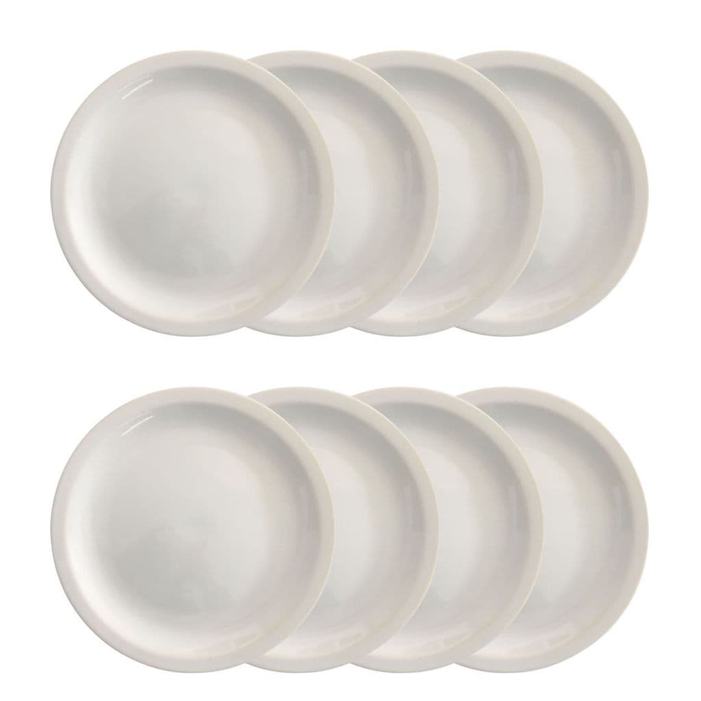 Kit 8 Pratos Raso de Cerâmica 25cm Branco