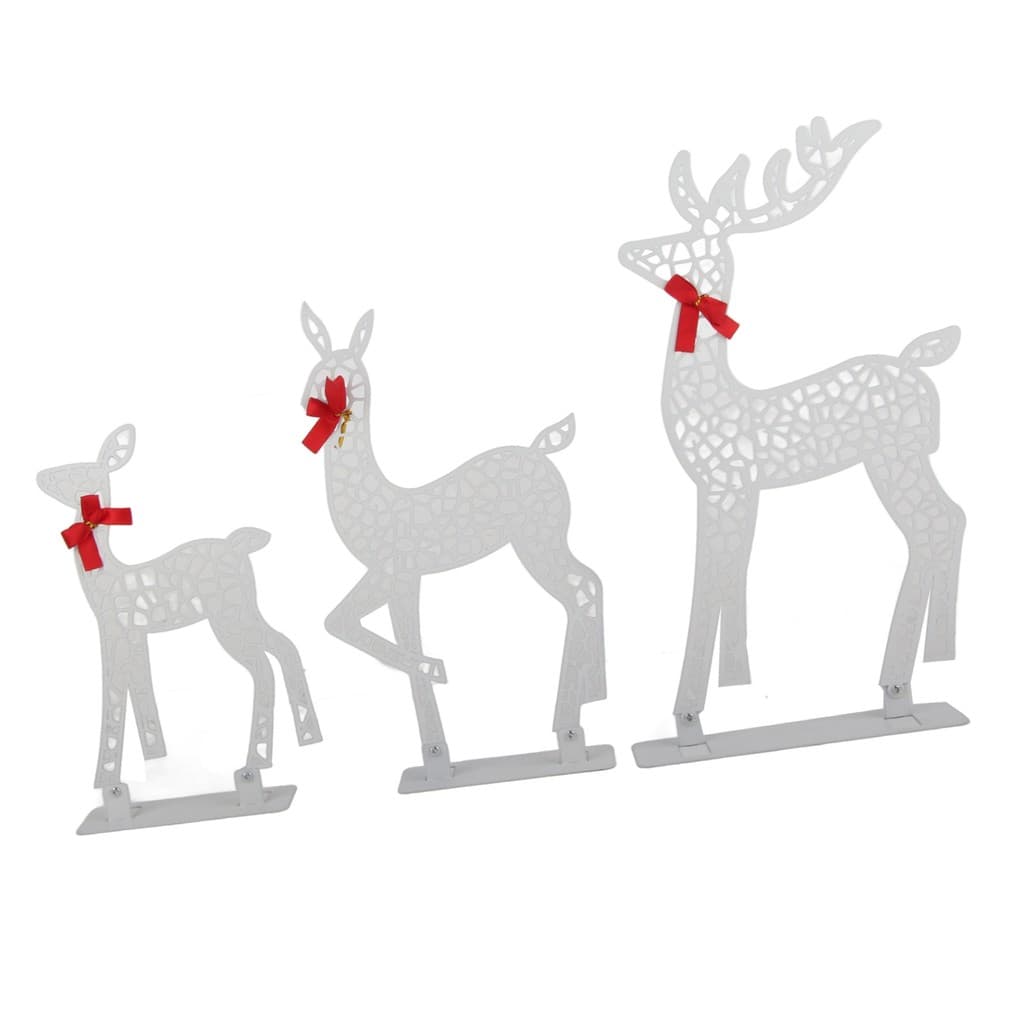 3 Peças Decoração De Natal Iluminada Cervo Casa Luz Branca Quente Ferro LED Rena Conjunto Familiar Mesa Para Exterior In