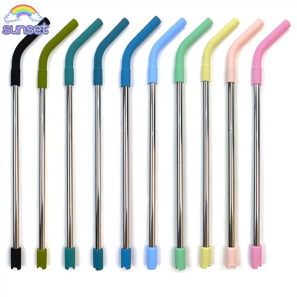 Canudos De Curvatura Reta   , Aço Inoxidável Com Pontas De Silicone , Suprimentos Para Garrafas