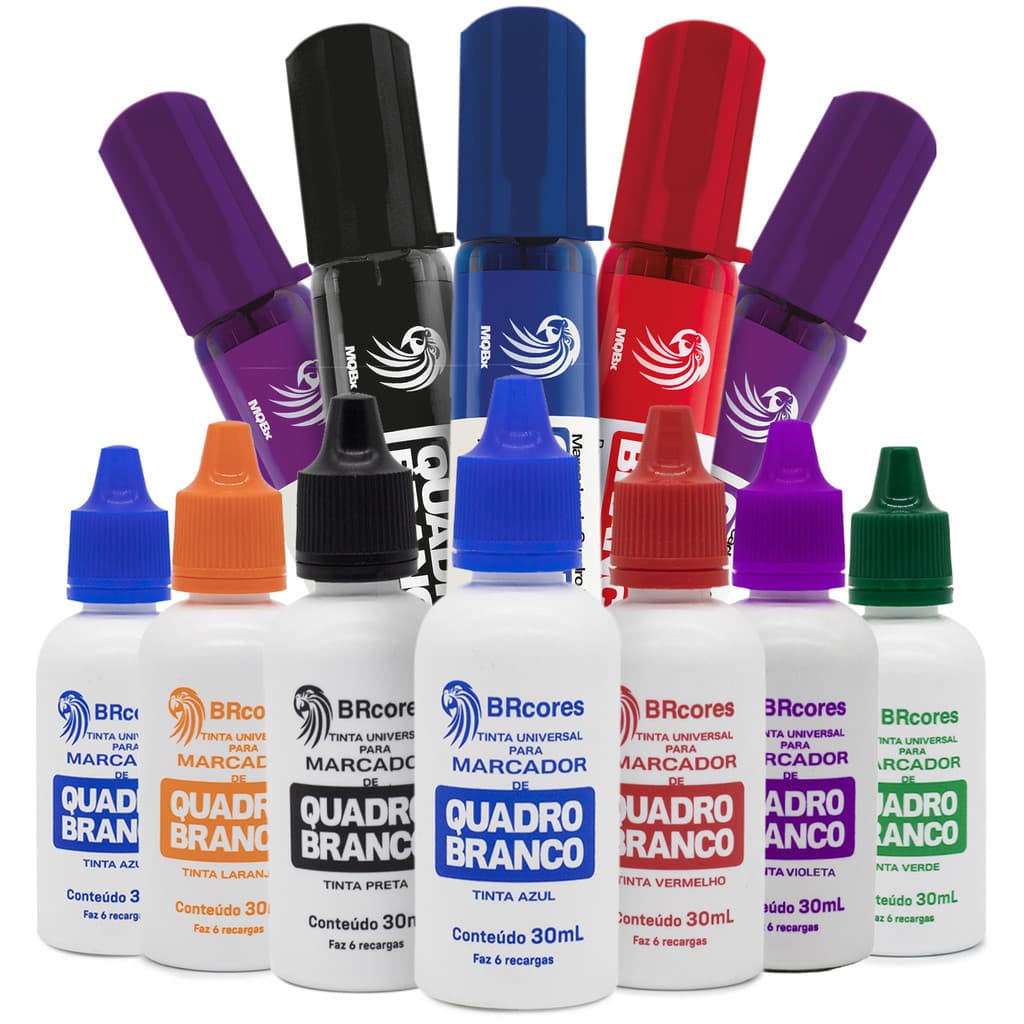 KIT - Pincel Marcador QBX + Tinta p/ Quadro Branco 30ML