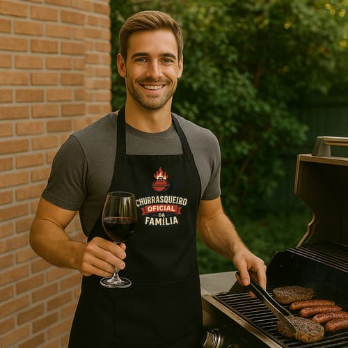 Avental Churrasqueiro Churrasco Estampado Presente Engraçado Cozinha Masculino Premium