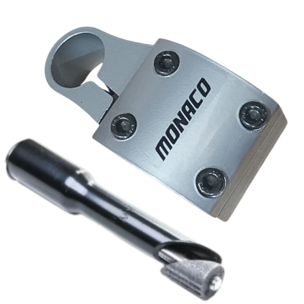 Mesa Suporte de Guidão Cross Monaco Over Para Bike Prata + Adaptador Ahead Set Garfo Rosca Fina