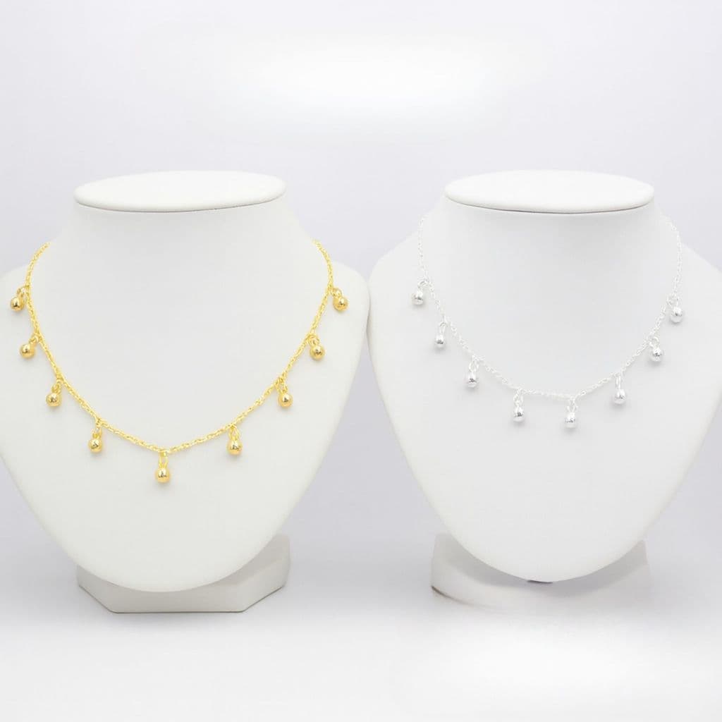 ✅️ Choker Feminino Bolinhas – 35cm com Extensor, Dourado ou Prata