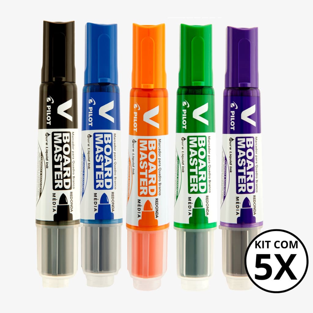 Kit Com 05 Marcadores Para Quadro Branco V Board Master - PILOT