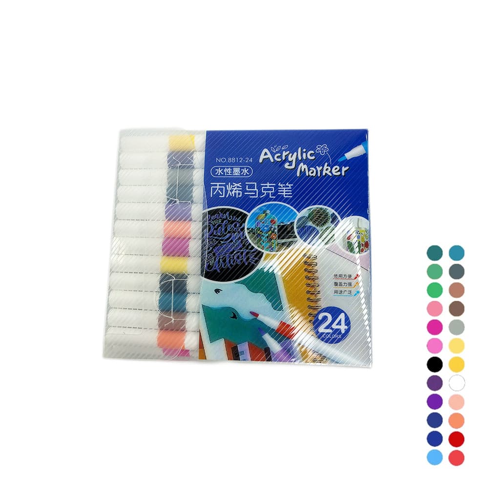 Kit de Canetinhas Marcadores Acrílicos Ponta Fina -24 Cores