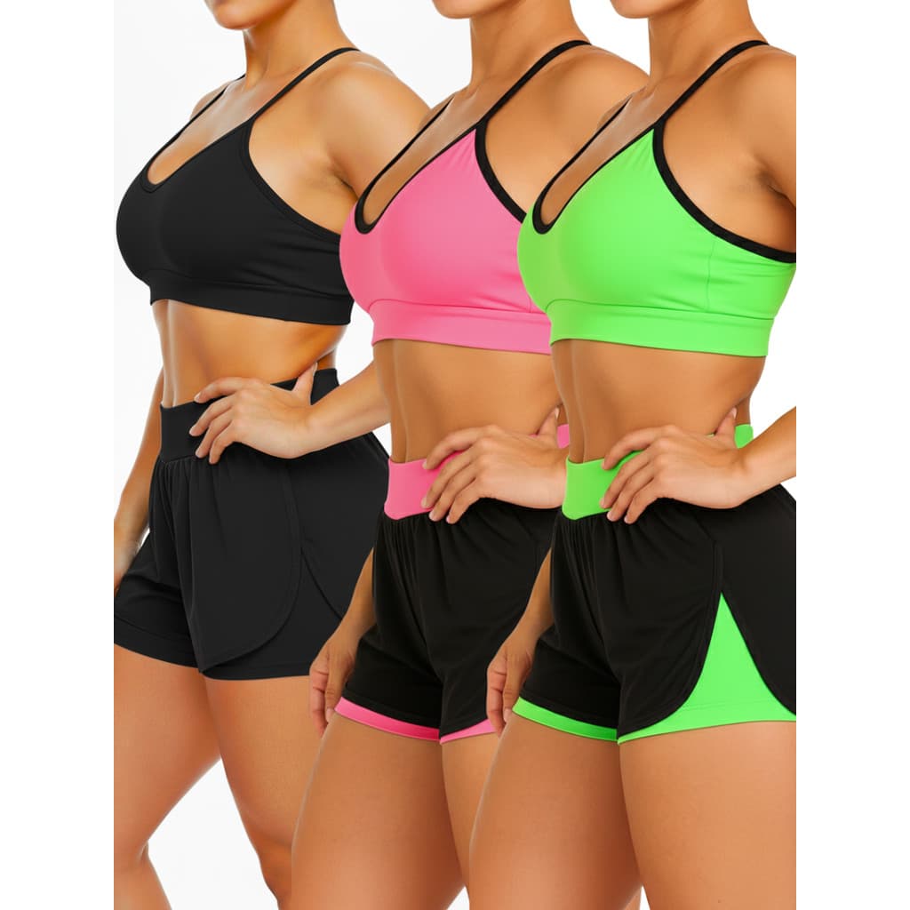 Conjunto Academia Feminino Top e Short Duplo de academia Treino