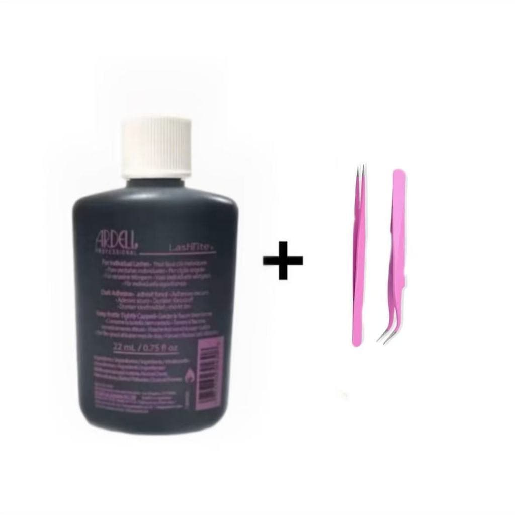 kit Cola Para Cílios Ardell  22ml Preta + 2 Pinça Profissional para Extensão de Cílios