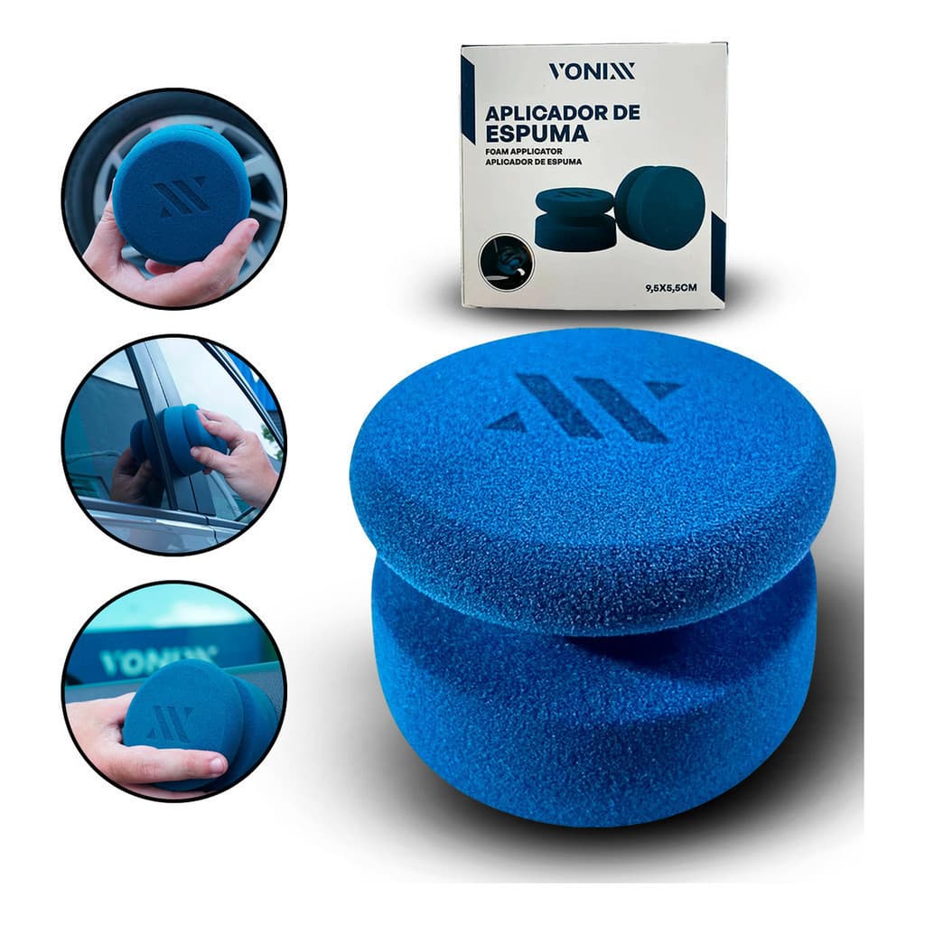Aplicador de Espuma Vonixx 9,5x5,5cm Macio para Ceras Couro e Pneus com Pegada Ergonômico
