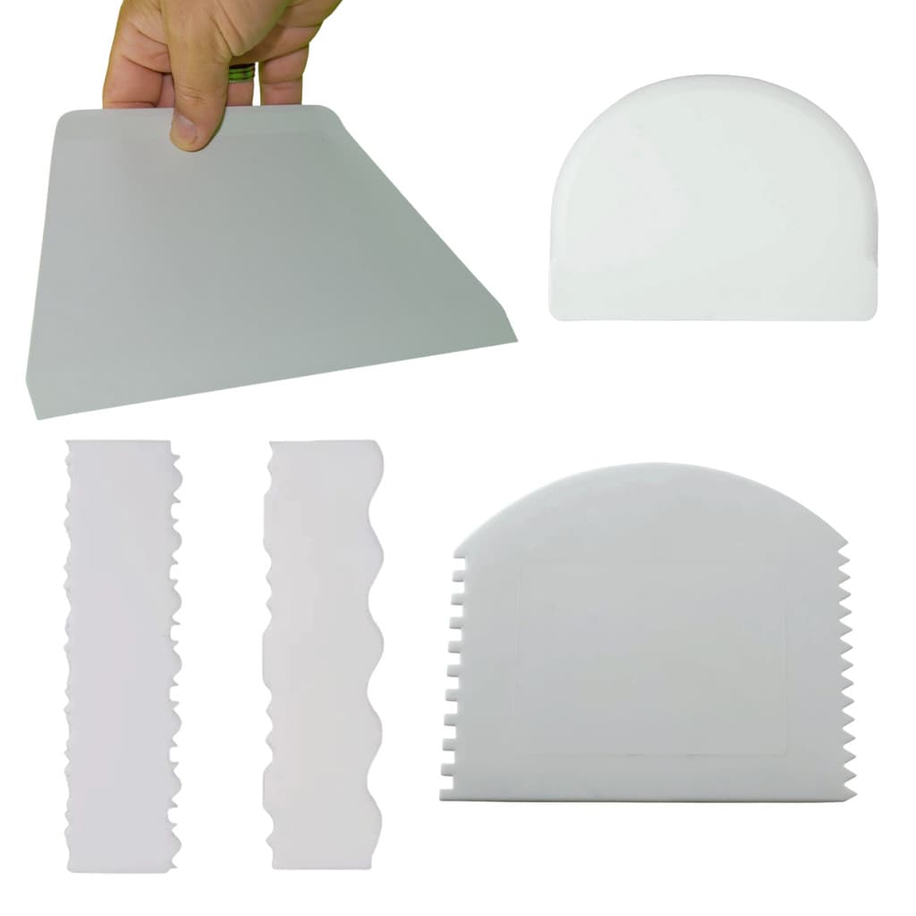 Kit Espatulas Confeitaria Decorativas Raspadeira Meia Lua