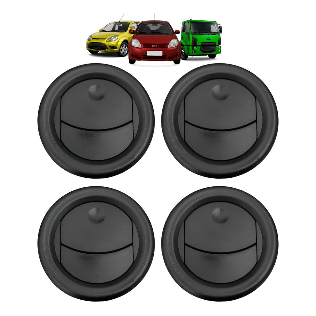 Kit 4 Difusor Saida De Ar Painel Ford Ka 08 09 A 2013 Preto