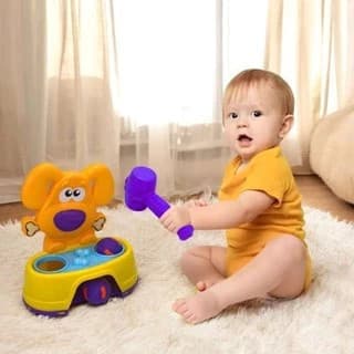 Brinquedo Bebê Infantil Martelo Bate Dog Interativo Bolinhas Sons Martelo Criança Presente