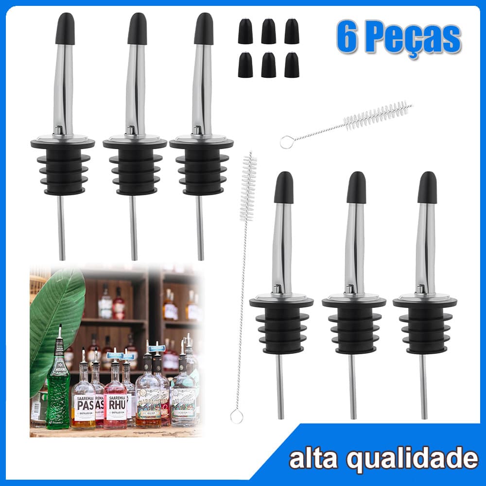 Bico Dosador Inox Biqueira de Garrafa Bar Bartender Bebidas Vodka Drink Tequila