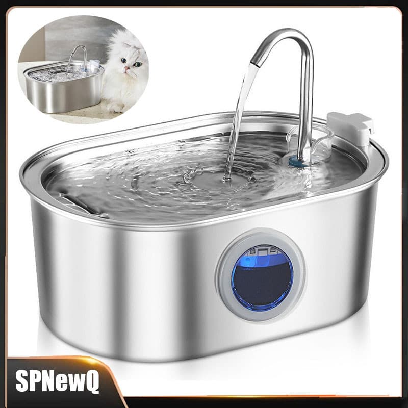3.2L Bebedouro Gato Fonte Água Inox com Filtro Automático Elétrica Bivolt Silencioso Aço inoxidável