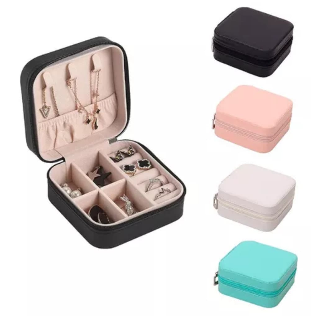 Kit 2x Mini Porta Jóias Organizador Viagem Maleta C/ Zíper