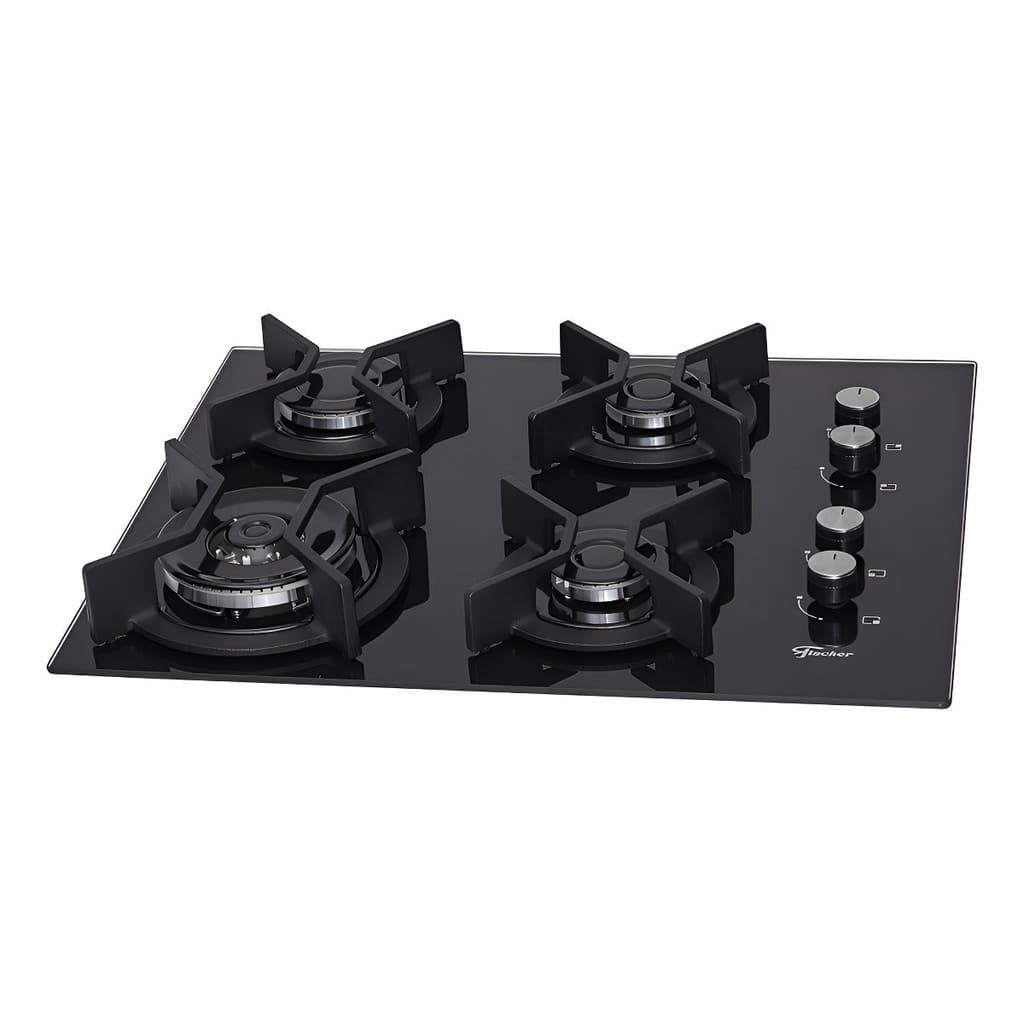 Cooktop a Gás Fischer Infinity 4 Bocas Mesa de Vidro Preto Bivolt Alto Desempenho