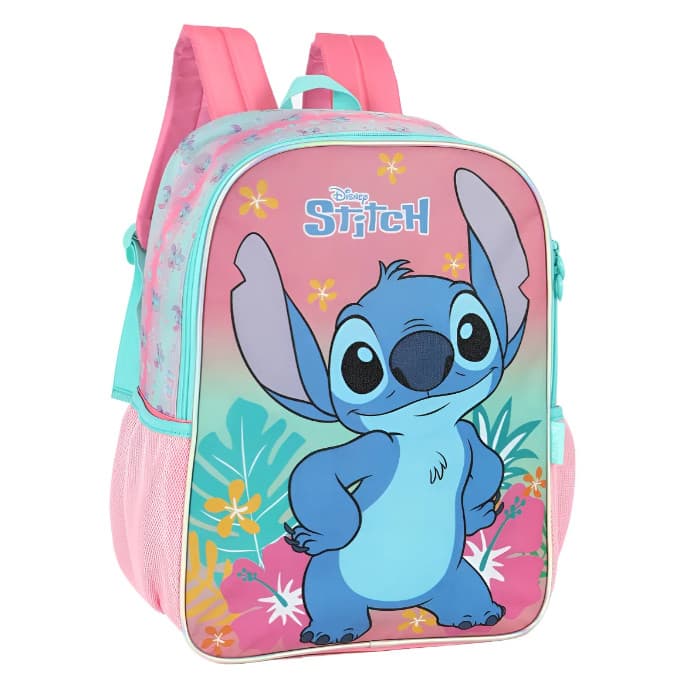 Mochila Costas Grande Stitch Rosa Luxcel Original Meninas